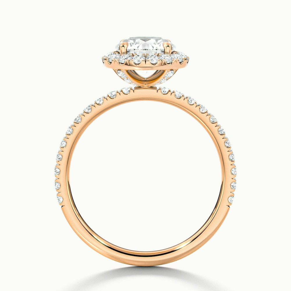 Jade 5 Carat Round Cut Halo Lab Grown Diamond Ring in 18k Rose Gold