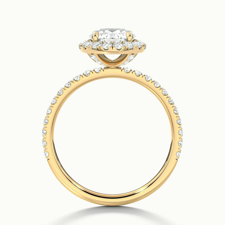 Jade 1 Carat Round Cut Halo Lab Grown Diamond Ring in 10k Yellow Gold