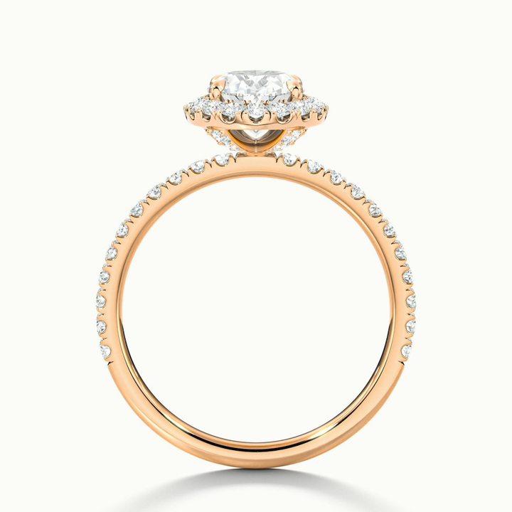 Jany 1.5 Carat Oval Halo Pave Lab Grown Diamond Ring in 10k Rose Gold