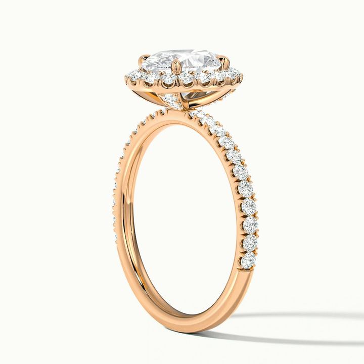 Grace 1 Carat Oval Halo Pave Moissanite Engagement Ring in 10k Rose Gold