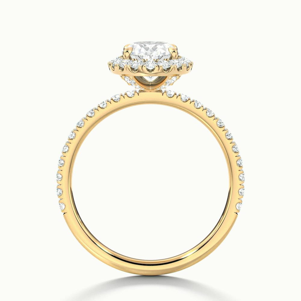 Jany 1 Carat Oval Halo Pave Lab Grown Diamond Ring in 14k Yellow Gold