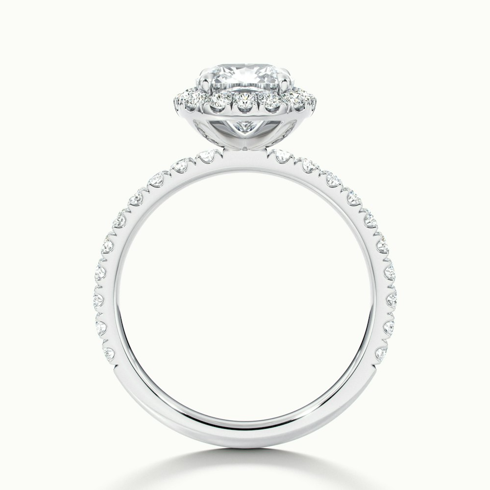 Gina 2 Carat Cushion Cut Halo Scallop Moissanite Engagement Ring in Platinum