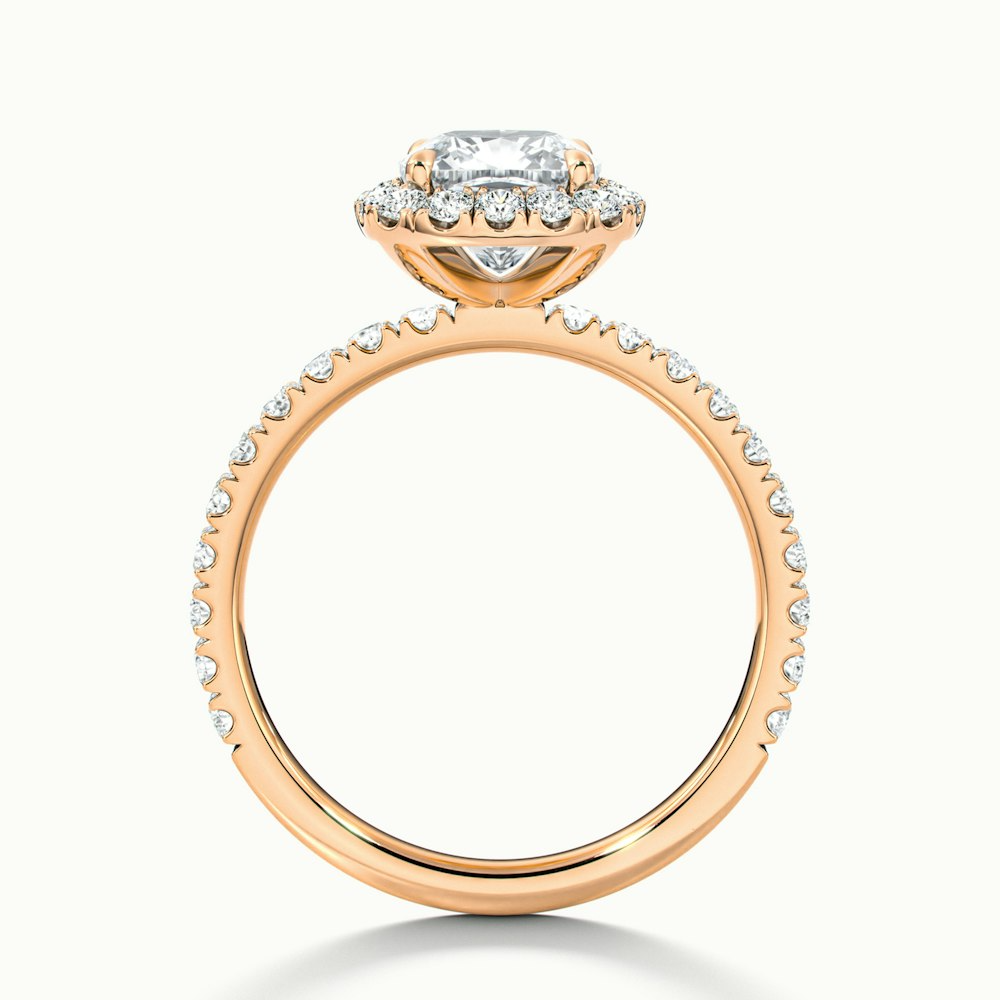 Gina 1 Carat Cushion Cut Halo Scallop Moissanite Engagement Ring in 10k Rose Gold