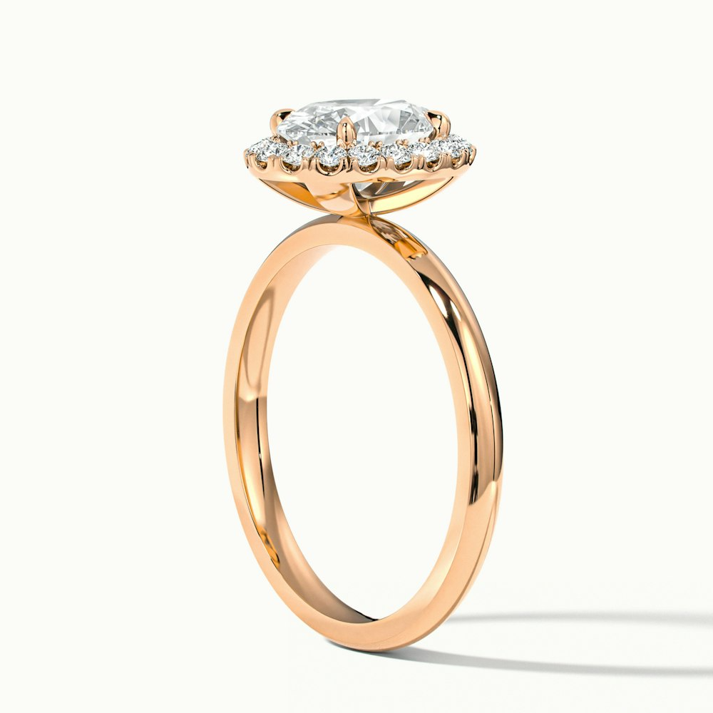 Cris 1.5 Carat Oval Halo Moissanite Engagement Ring in 10k Rose Gold