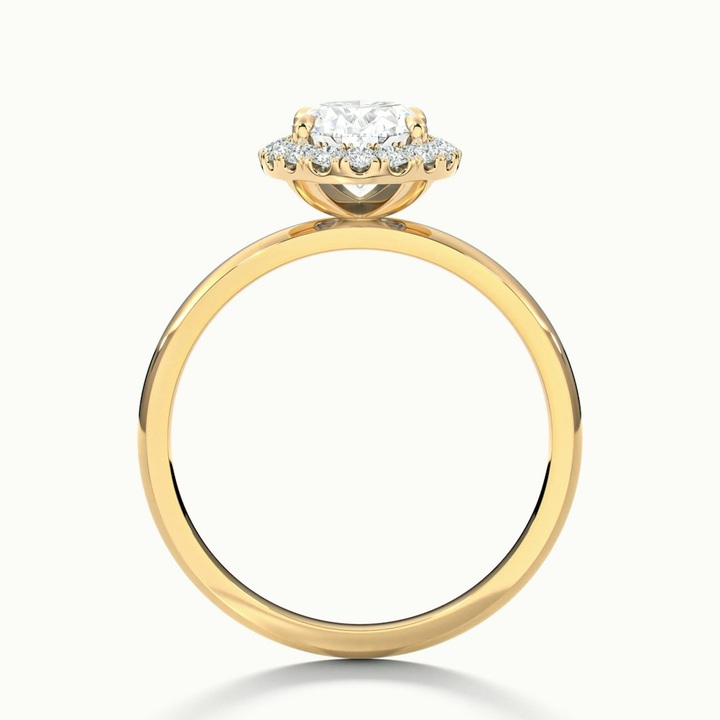 Cris 5 Carat Oval Halo Moissanite Engagement Ring in 14k Yellow Gold