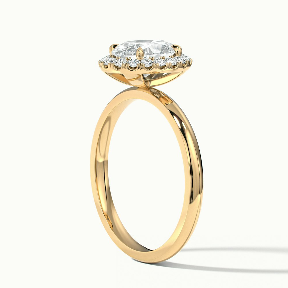 Cris 5 Carat Oval Halo Moissanite Engagement Ring in 14k Yellow Gold