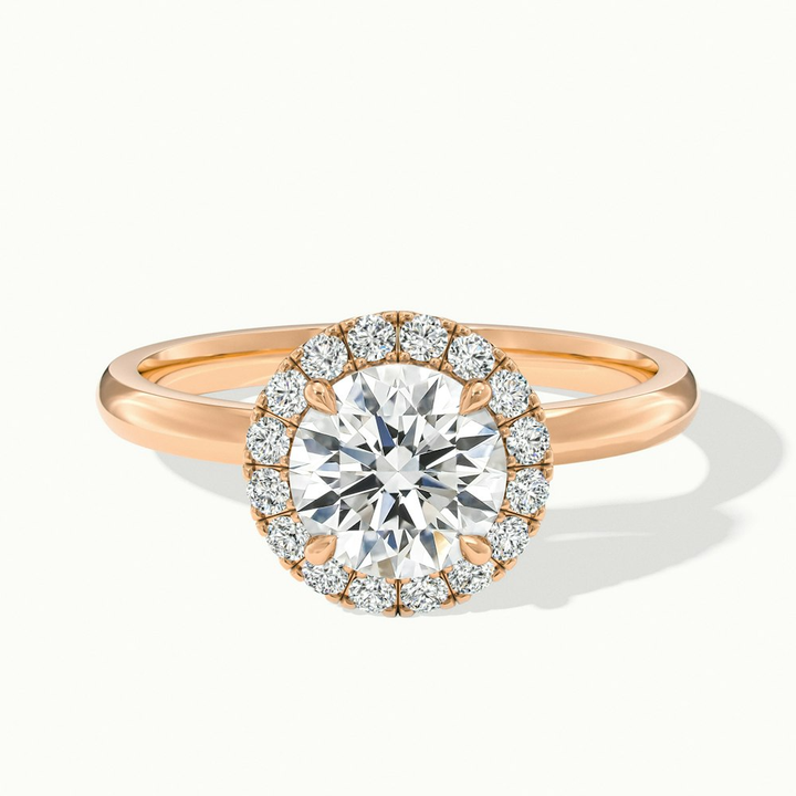 Cora 1 Carat Round Halo Moissanite Engagement Ring in 10k Rose Gold