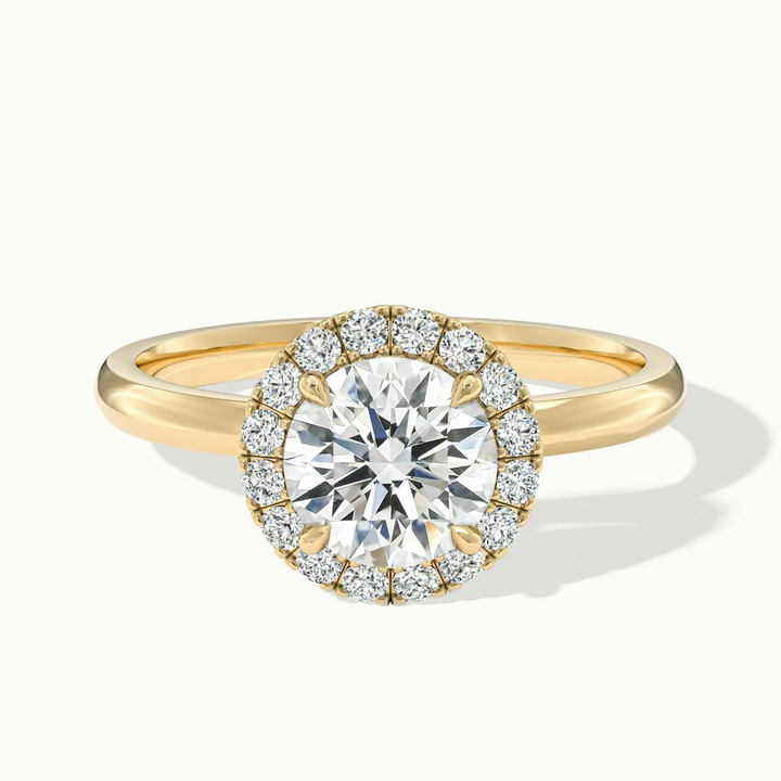 Cora 1 Carat Round Halo Moissanite Engagement Ring in 10k Yellow Gold