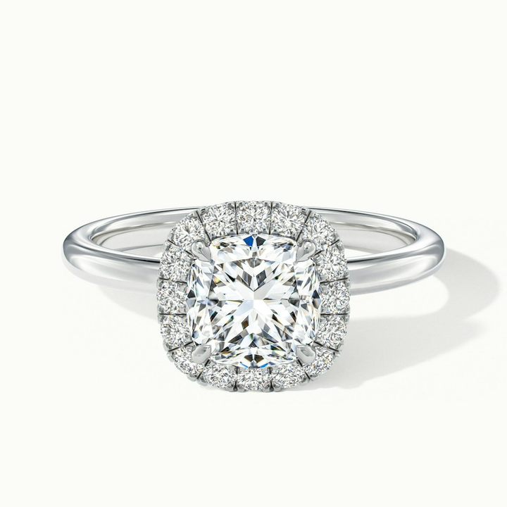 Claire 2 Carat Cushion Cut Halo Moissanite Engagement Ring in Platinum