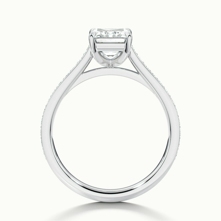 Eliza 5 Carat Emerald Cut Solitaire Pave Lab Grown Diamond Ring in 14k White Gold