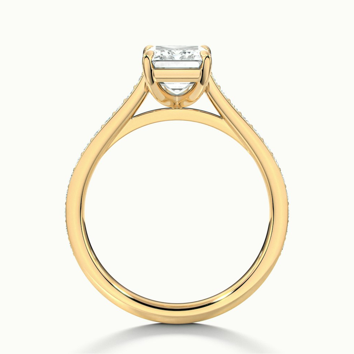 Eliza 1.5 Carat Emerald Cut Solitaire Pave Lab Grown Diamond Ring in 10k Yellow Gold