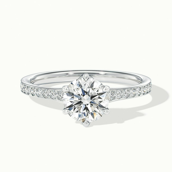 Kyra 1.5 Carat Round Solitaire Pave Lab Grown Diamond Ring in 10k White Gold
