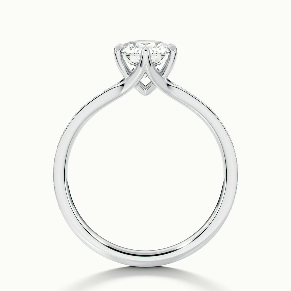 Kyra 1.5 Carat Round Solitaire Pave Lab Grown Diamond Ring in 10k White Gold