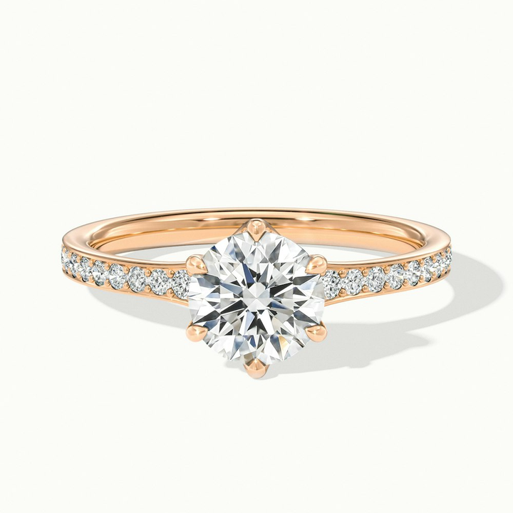 Kyra 2 Carat Round Solitaire Pave Lab Grown Diamond Ring in 14k Rose Gold