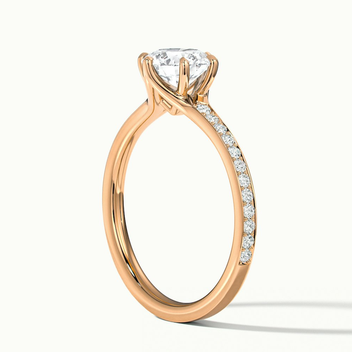 Kyra 5 Carat Round Solitaire Pave Lab Grown Diamond Ring in 18k Rose Gold
