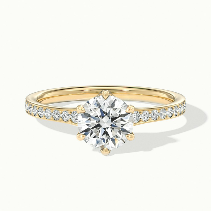Carol 5 Carat Round Solitaire Pave Moissanite Engagement Ring in 14k Yellow Gold