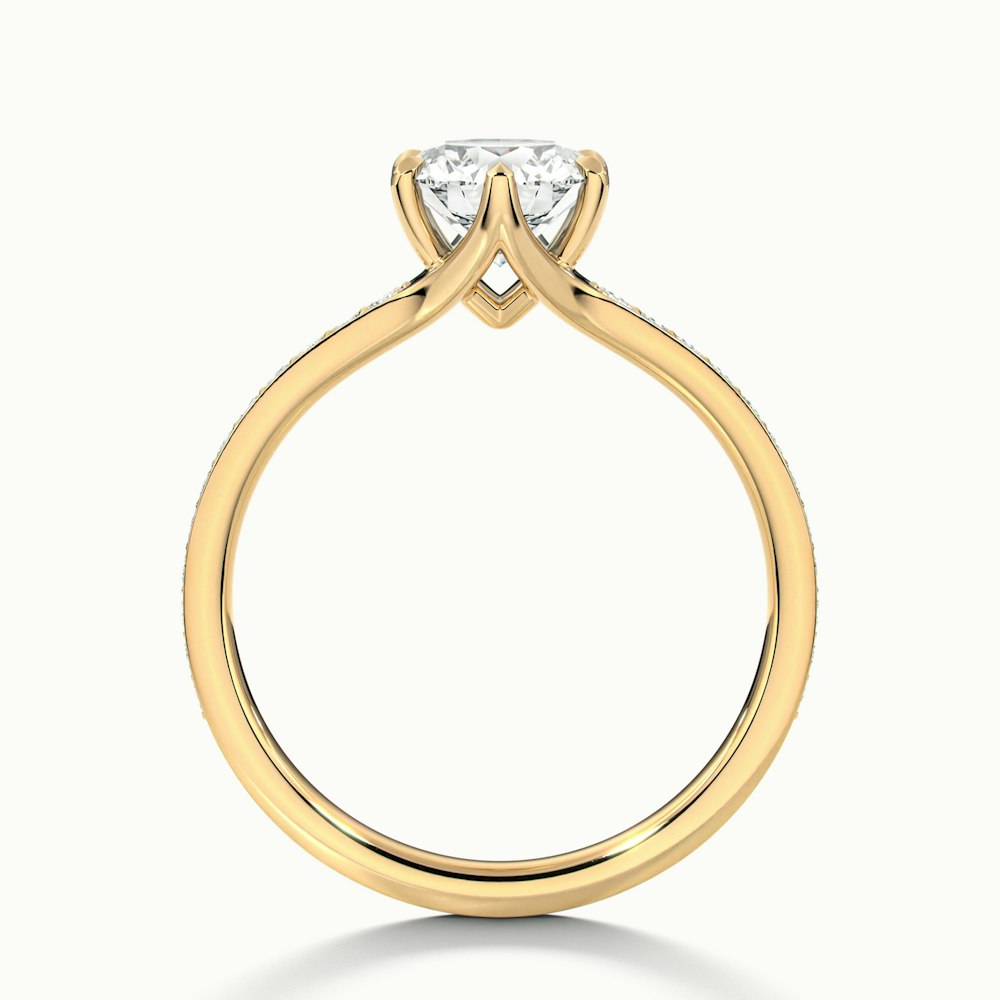 Carol 3 Carat Round Solitaire Pave Moissanite Engagement Ring in 10k Yellow Gold
