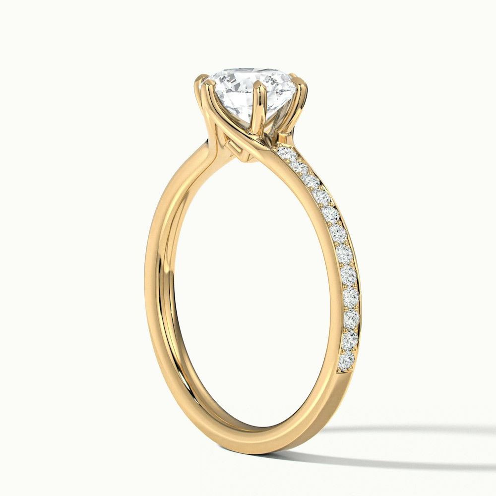 Carol 3 Carat Round Solitaire Pave Moissanite Engagement Ring in 10k Yellow Gold