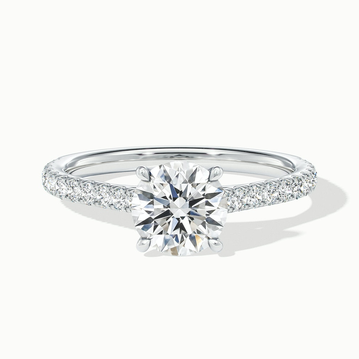 Hope 2 Carat Round Solitaire Scallop Lab Grown Diamond Ring in 10k White Gold