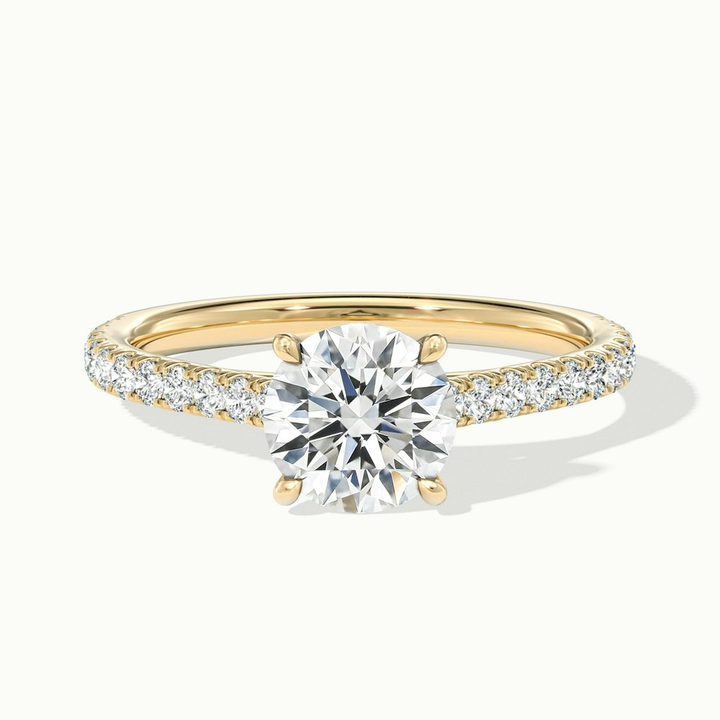 Carly 5 Carat Round Solitaire Scallop Moissanite Engagement Ring in 14k Yellow Gold