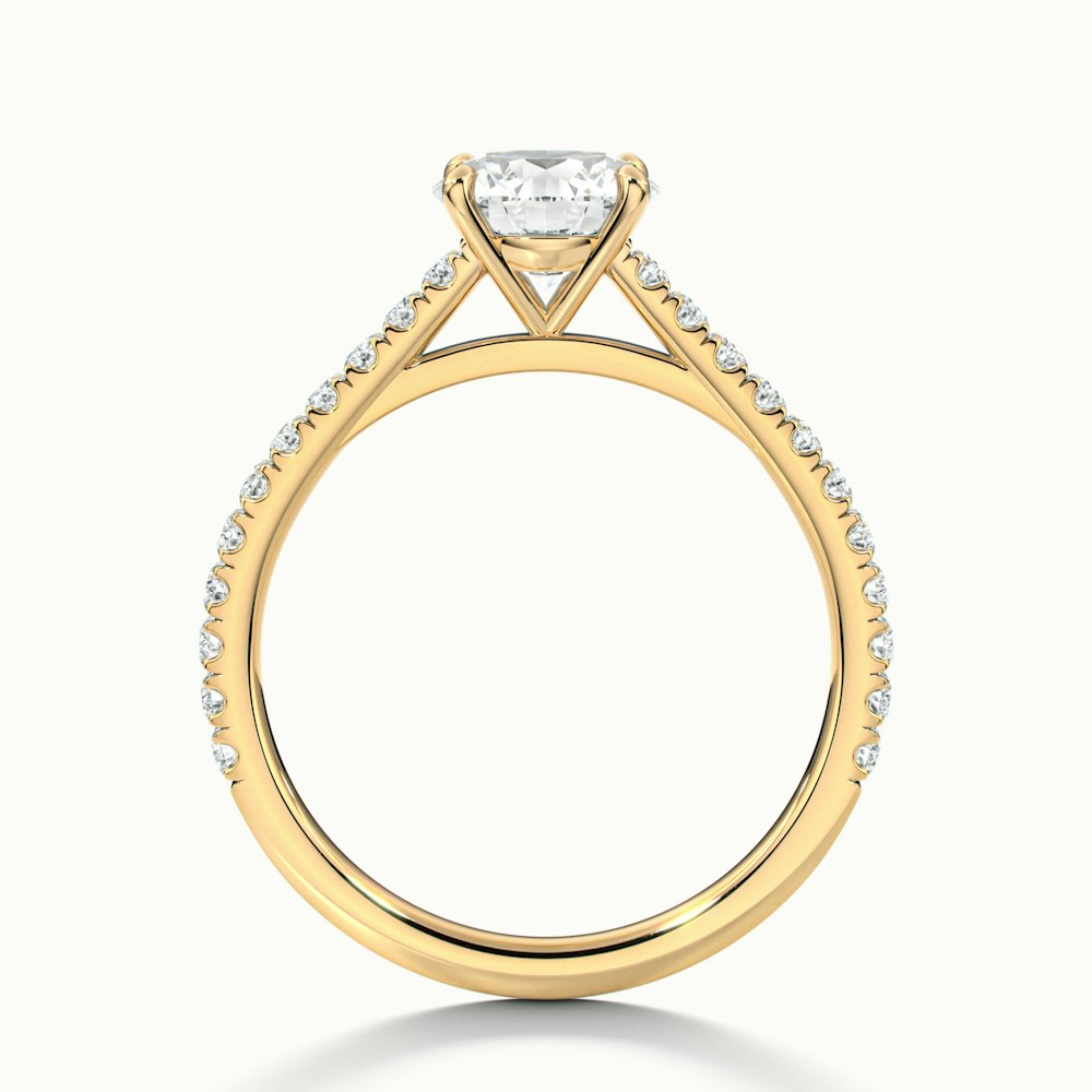 Hope 1.5 Carat Round Solitaire Scallop Lab Grown Diamond Ring in 10k Yellow Gold