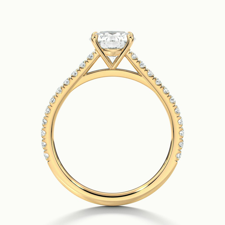 Carly 5 Carat Round Solitaire Scallop Moissanite Engagement Ring in 14k Yellow Gold