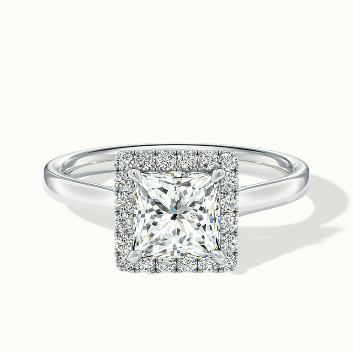 Ember 3 Carat Princess Cut Halo Lab Grown Diamond Ring in 10k White Gold