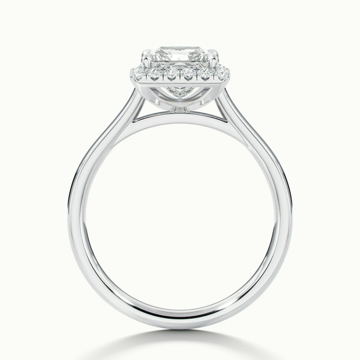 Bela 4 Carat Princess Cut Halo Moissanite Engagement Ring in 10k White Gold