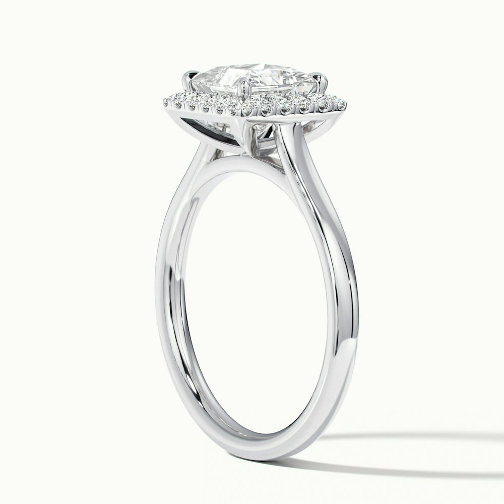 Bela 4 Carat Princess Cut Halo Moissanite Engagement Ring in 10k White Gold