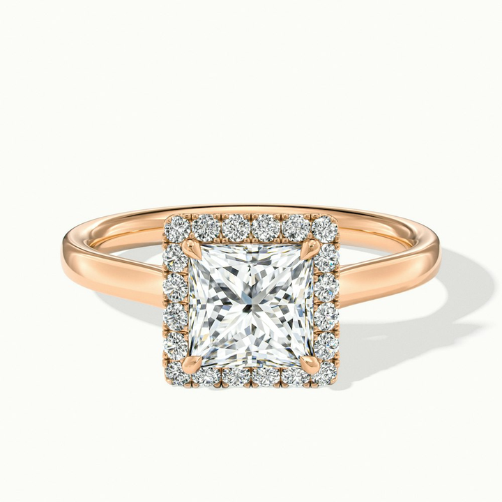 Ember 3 Carat Princess Cut Halo Lab Grown Diamond Ring in 10k Rose Gold