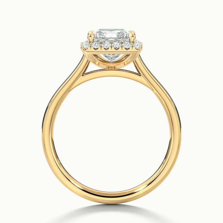 Bela 5 Carat Princess Cut Halo Moissanite Engagement Ring in 14k Yellow Gold