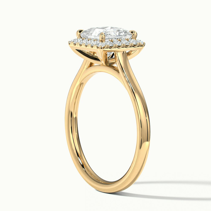 Bela 1.5 Carat Princess Cut Halo Moissanite Engagement Ring in 10k Yellow Gold