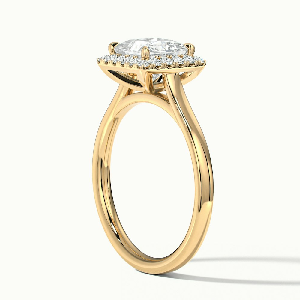 Bela 5 Carat Princess Cut Halo Moissanite Engagement Ring in 14k Yellow Gold