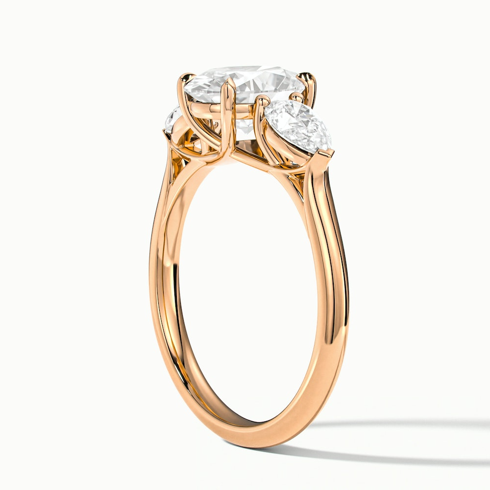 Jini 1 Carat Three Stone Oval Lab Grown Diamond Ring in 14k Rose Gold