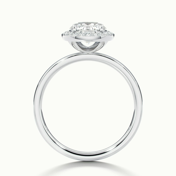 Aura 4 Carat Round Halo Pave Moissanite Engagement Ring in 10k White Gold