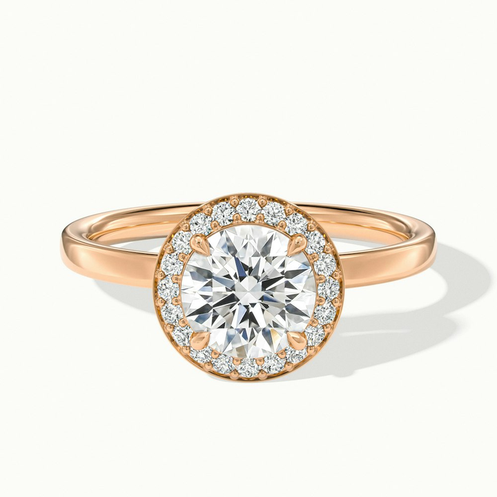 Arya 2 Carat Round Halo Pave Lab Grown Diamond Ring in 10k Rose Gold