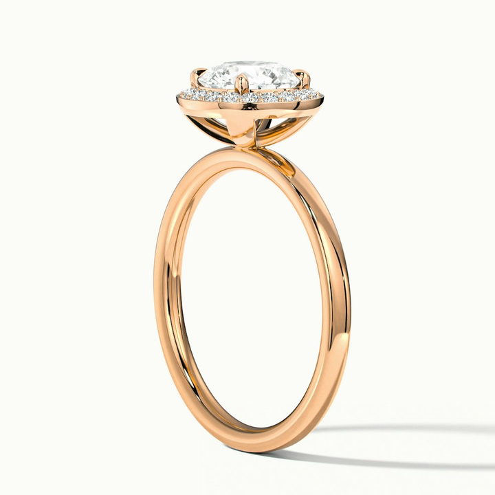 Arya 3 Carat Round Halo Pave Lab Grown Diamond Ring in 18k Rose Gold