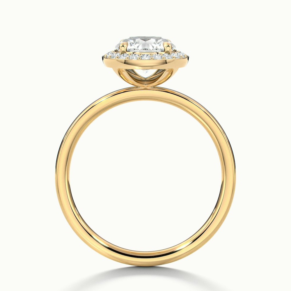Arya 5 Carat Round Halo Pave Lab Grown Diamond Ring in 14k Yellow Gold