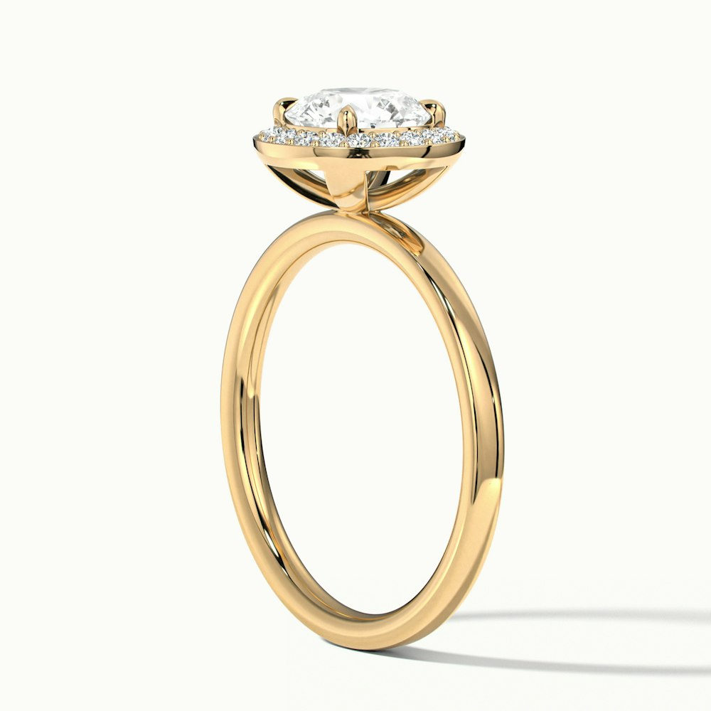 Arya 3 Carat Round Halo Pave Lab Grown Diamond Ring in 10k Yellow Gold