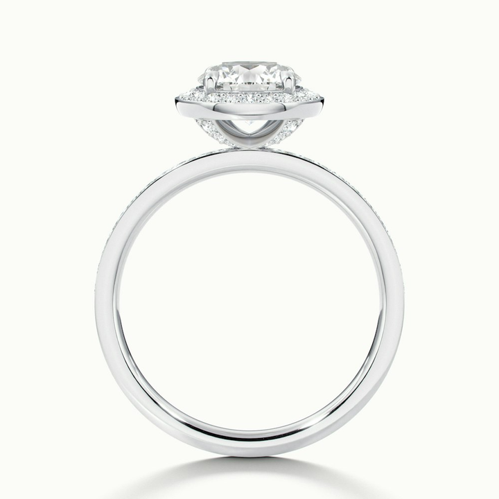 Nyra 1 Carat Round Halo Pave Moissanite Engagement Ring in 10k White Gold