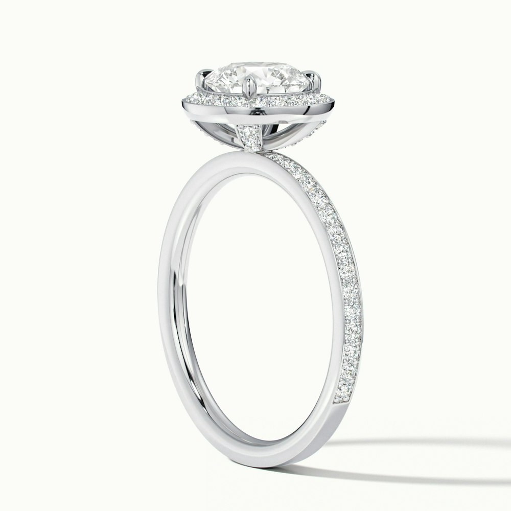 Lisa 1 Carat Round Halo Pave Lab Grown Diamond Ring in 14k White Gold