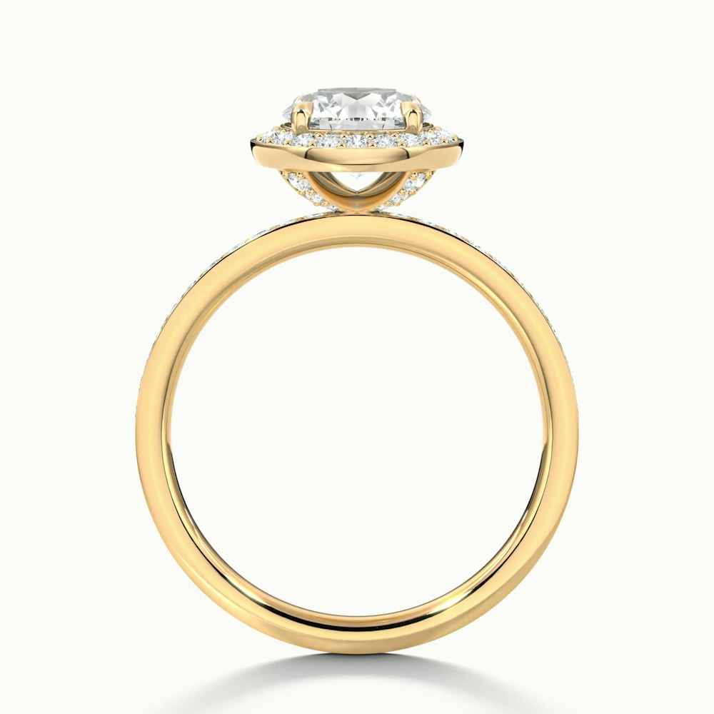 Nyra 3 Carat Round Halo Pave Moissanite Engagement Ring in 10k Yellow Gold