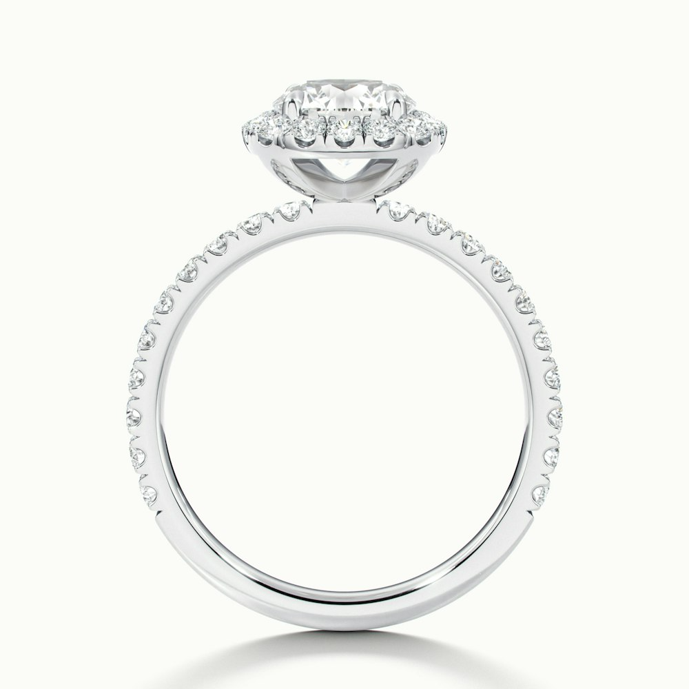 Adley 3 Carat Round Cut Halo Pave Lab Grown Diamond Ring in 10k White Gold
