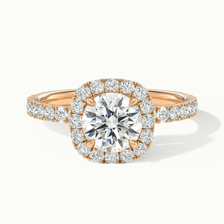 Zia 2 Carat Round Cut Halo Pave Moissanite Engagement Ring in 10k Rose Gold