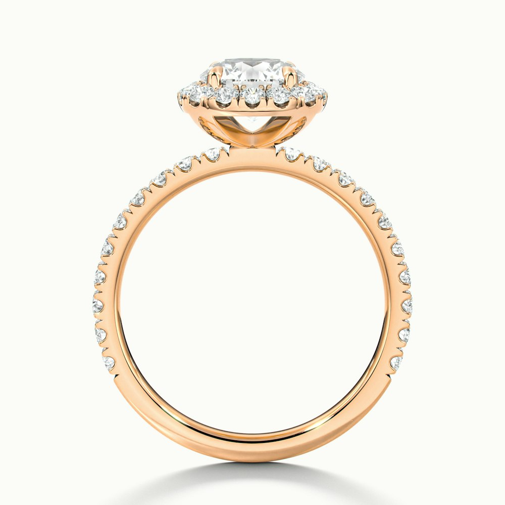 Adley 3 Carat Round Cut Halo Pave Lab Grown Diamond Ring in 18k Rose Gold