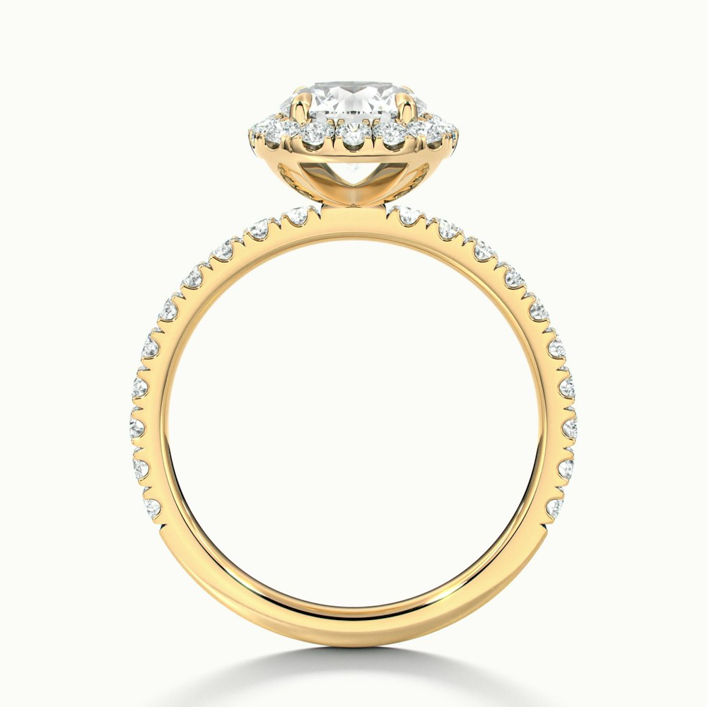 Adley 5 Carat Round Cut Halo Pave Lab Grown Diamond Ring in 14k Yellow Gold