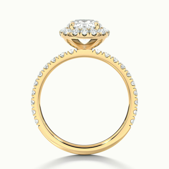 Zia 5 Carat Round Cut Halo Pave Moissanite Engagement Ring in 14k Yellow Gold