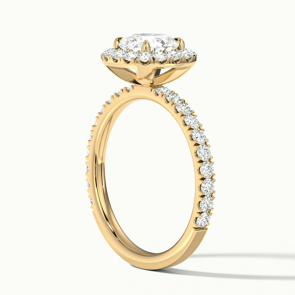 Adley 1.5 Carat Round Cut Halo Pave Lab Grown Diamond Ring in 10k Yellow Gold