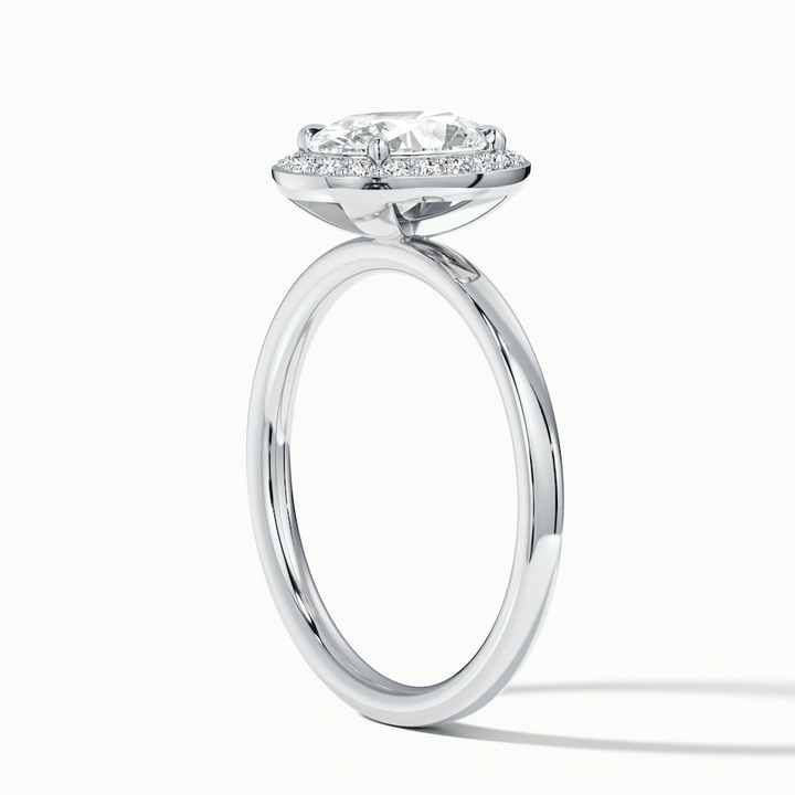 Aisha 1 Carat Oval Halo Lab Grown Diamond Ring in 14k White Gold