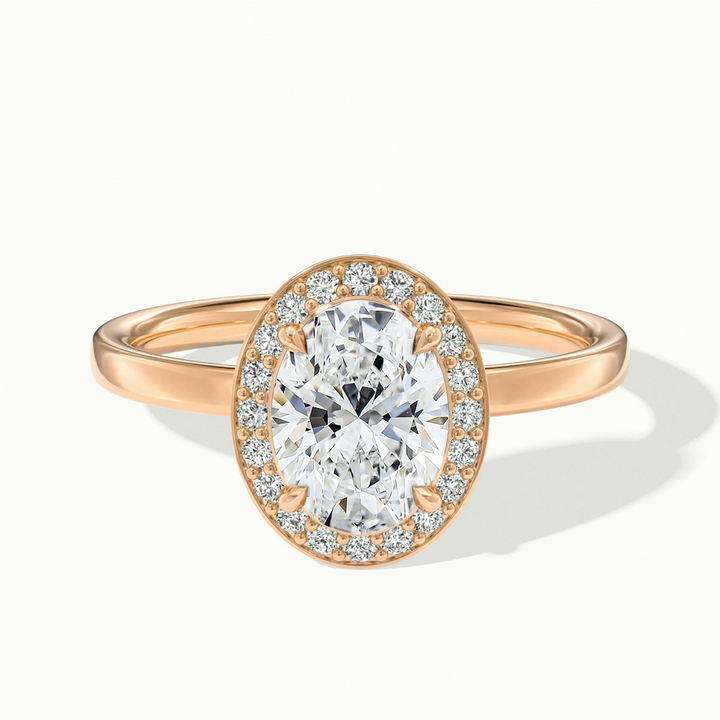 Aisha 4 Carat Oval Halo Lab Grown Diamond Ring in 14k Rose Gold